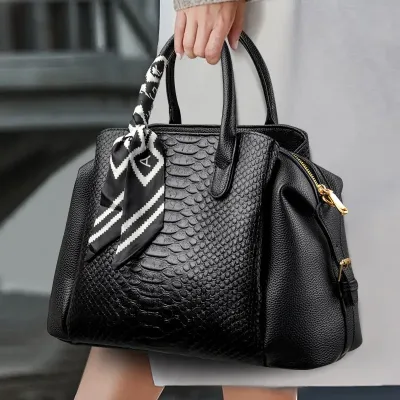 Croc Lux Leather Handbag